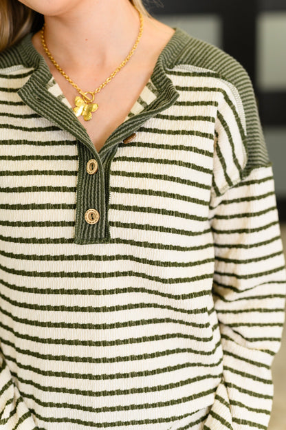 Timeless Lines Contrast Henley Top - Southern Divas Boutique