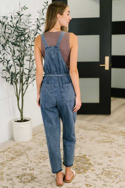 Too Cute to Compute Waist Tie Overalls in Dark Blue - Southern Divas Boutique