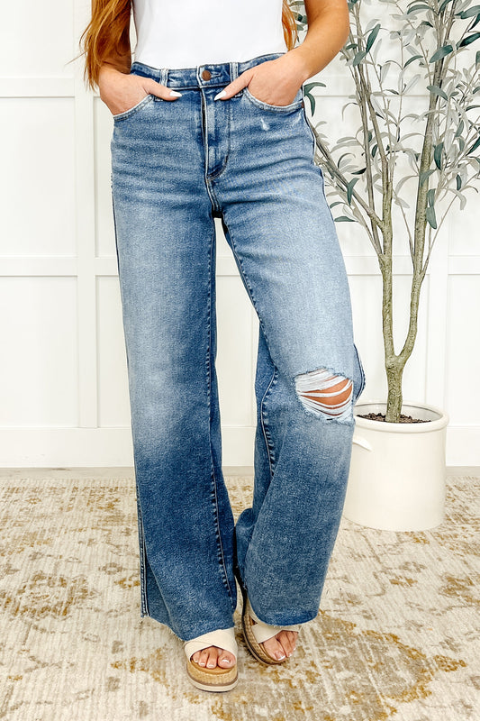 Tucker High Rise Vintage Wash Wide Leg Jeans - Southern Divas Boutique