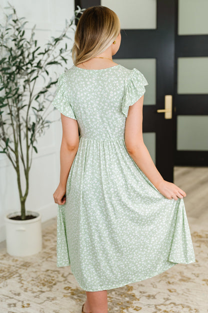Twirl Me Softly Flutter Sleeve Dress in Sage - Southern Divas Boutique