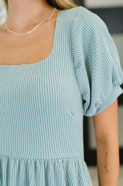 Twirlin’ Dirty Cable Ribbed Knit Dress in Sage Green - Southern Divas Boutique