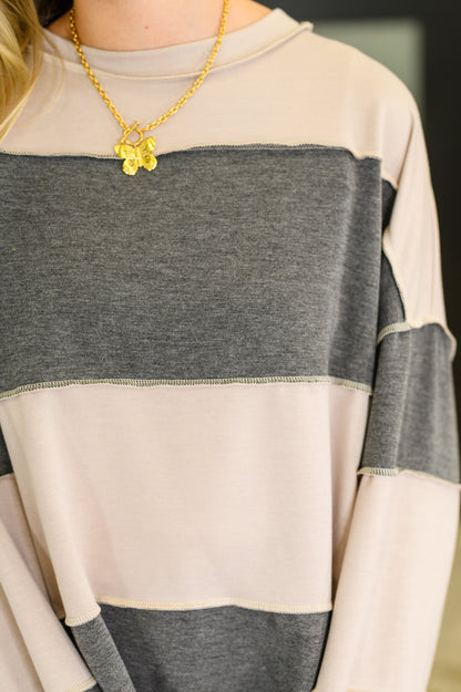 Two-Tone Take Drop Shoulder Top - Southern Divas Boutique