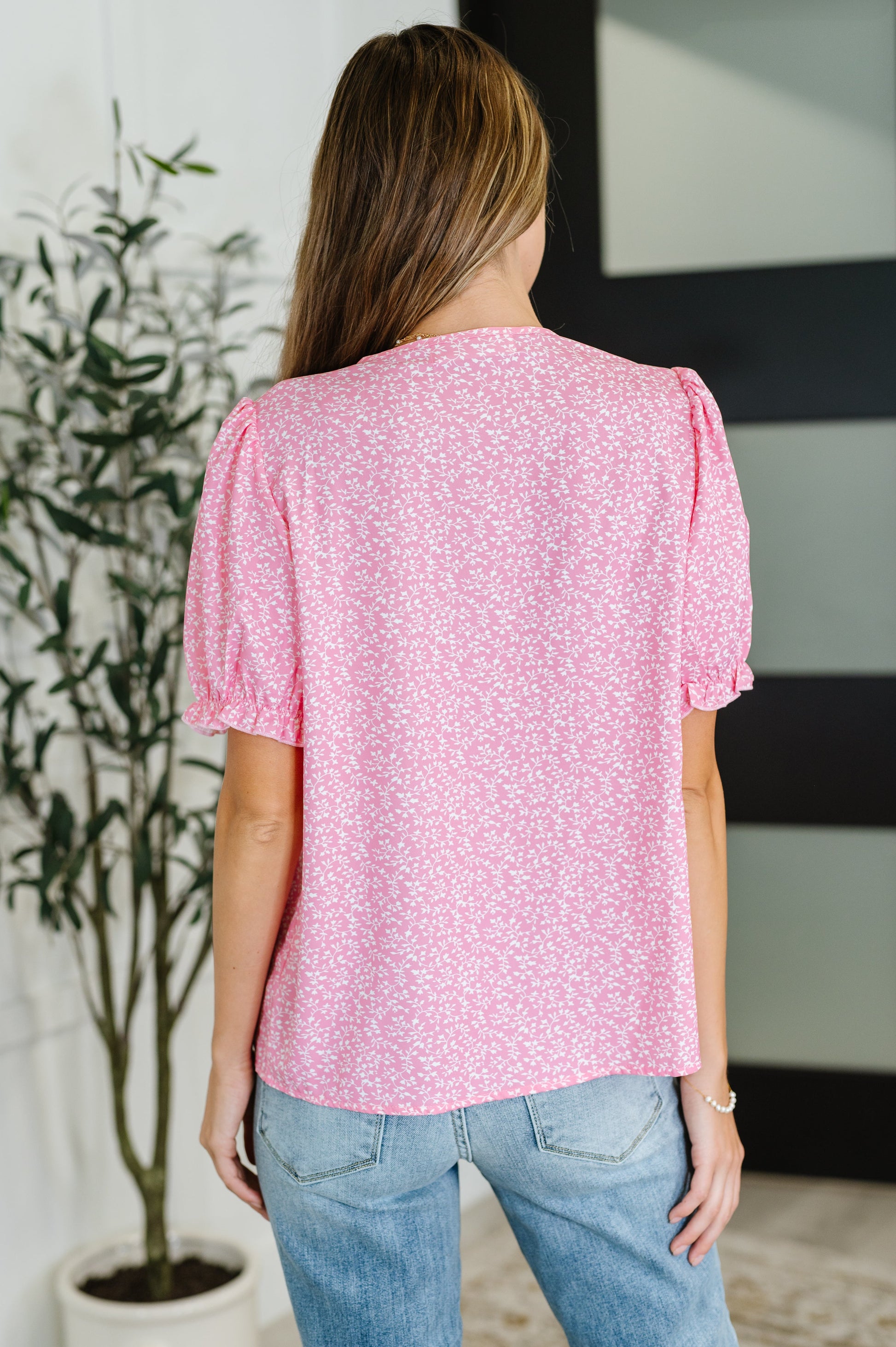 Wander Bloom Embroidered Puff Sleeve Blouse in Pink - Southern Divas Boutique