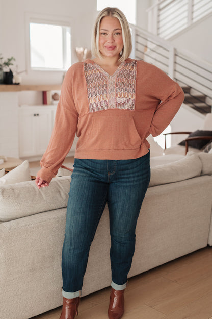 Wave Hello Mixed Print Hoodie - Southern Divas Boutique