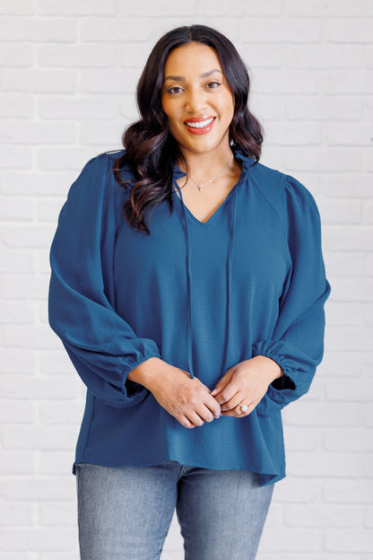 We Believe Keyhole Tie Detail Blouse - Southern Divas Boutique