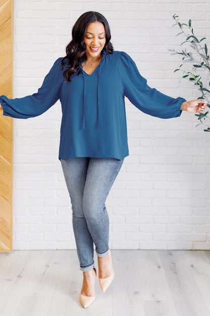 We Believe Keyhole Tie Detail Blouse - Southern Divas Boutique