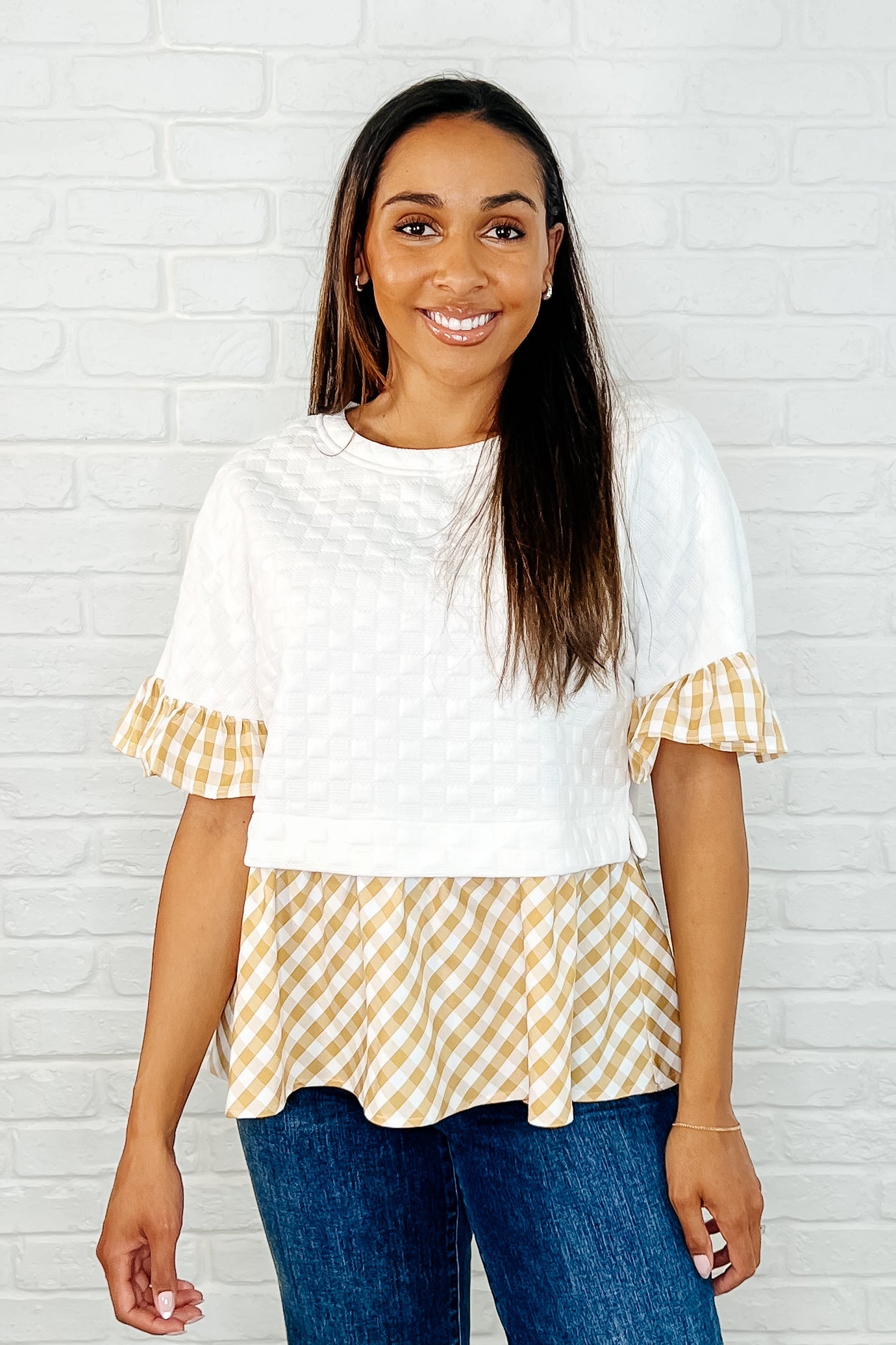 Welcome Me Home Gingham Print Top - Southern Divas Boutique