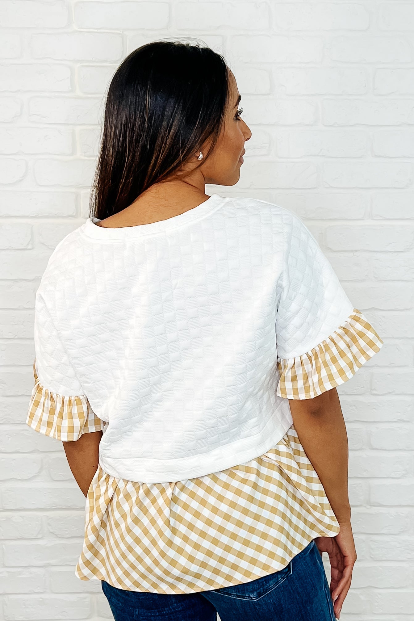 Welcome Me Home Gingham Print Top - Southern Divas Boutique