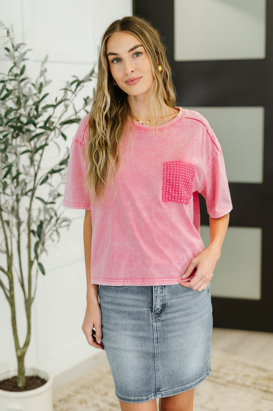 Who's That Girl Crochet Pocket T-Shirt - Southern Divas Boutique