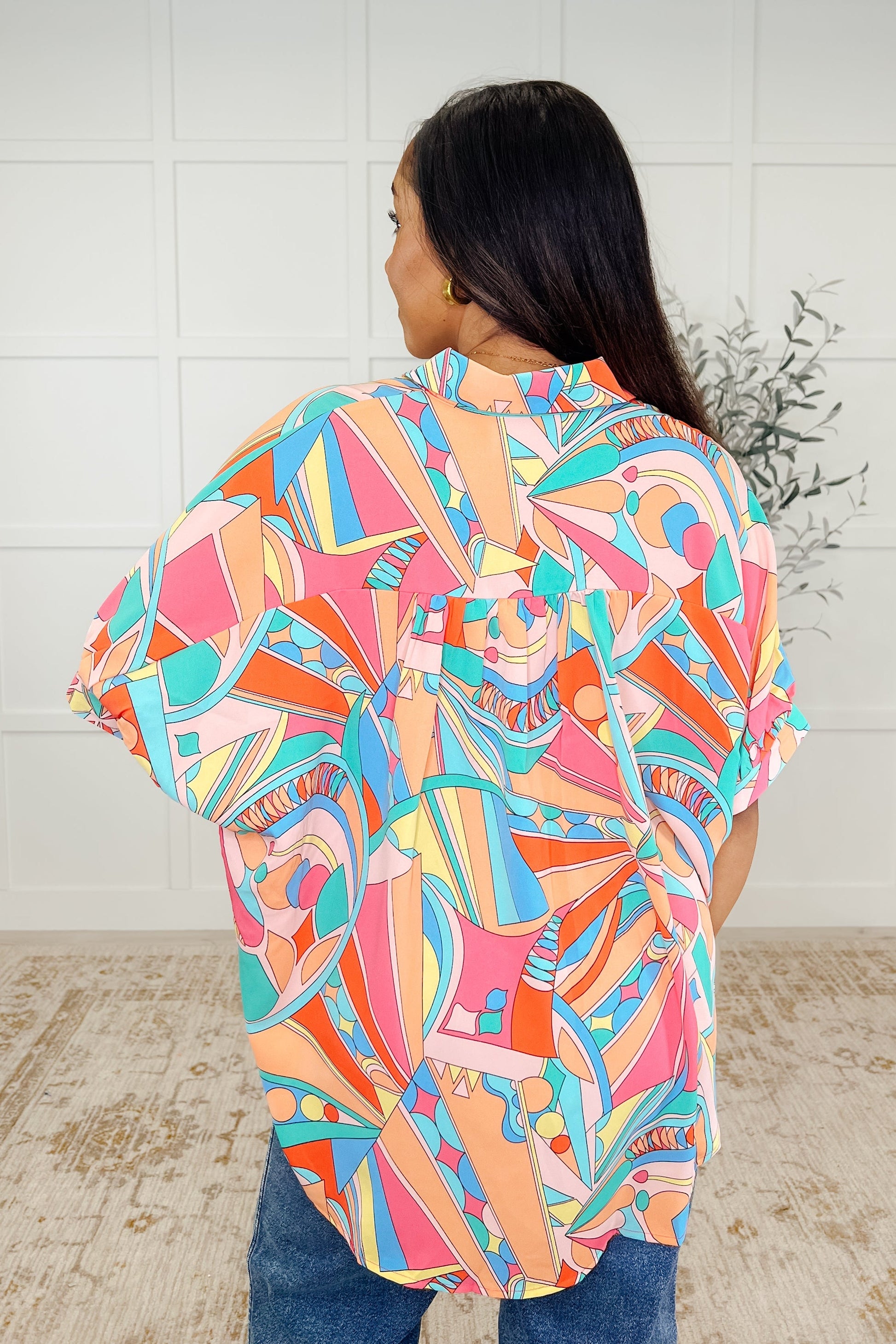 Wide Eyed Abstract Print Batwing Blouse - Southern Divas Boutique