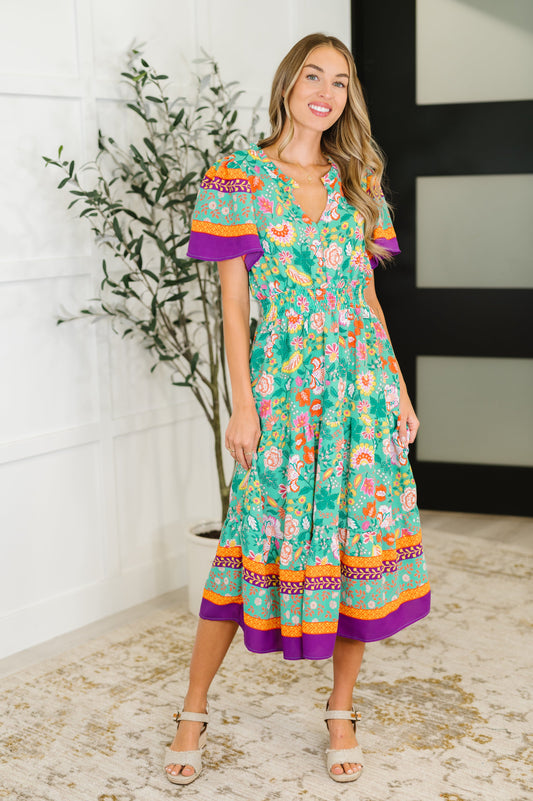 Wildflower Wish Gathered Tier Dress in Mint - Southern Divas Boutique