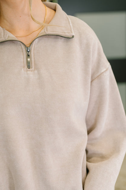 You Should Know Half Zip Pullover in Ash Mocha - Southern Divas Boutique
