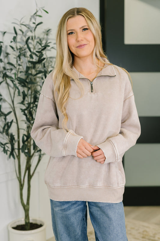 You Should Know Half Zip Pullover in Ash Mocha - Southern Divas Boutique