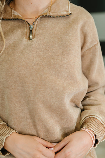 You Should Know Half Zip Pullover in Deep Camel - Southern Divas Boutique