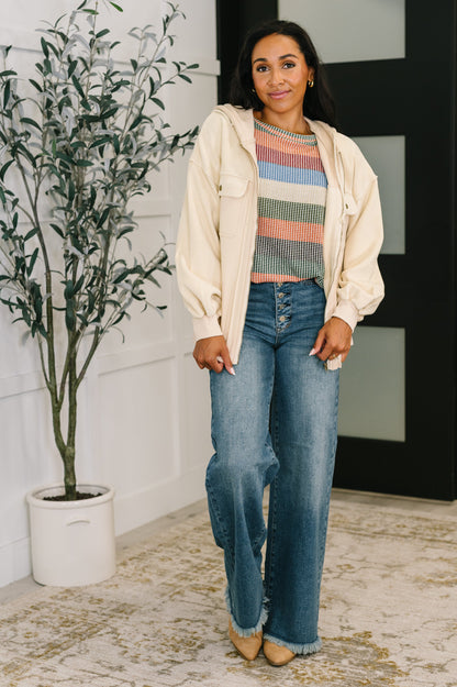 To Be Determined Drop Shoulder Top in Rust, Olive and Blue - Southern Divas Boutique