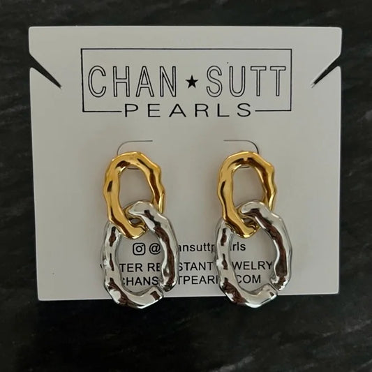 GOLD AND SILVER CHAIN EARRINGS - Southern Divas Boutique