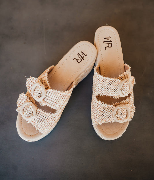 Eriwen Buckle Wedge in Cream - Southern Divas Boutique