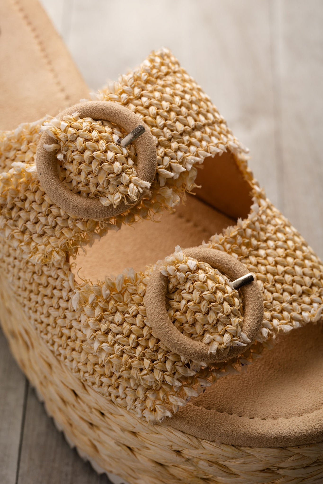 Eriwen Buckle Wedge in Cream - Southern Divas Boutique