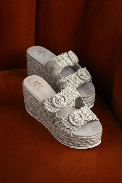Eriwen Buckle Wedge in Teal - Southern Divas Boutique