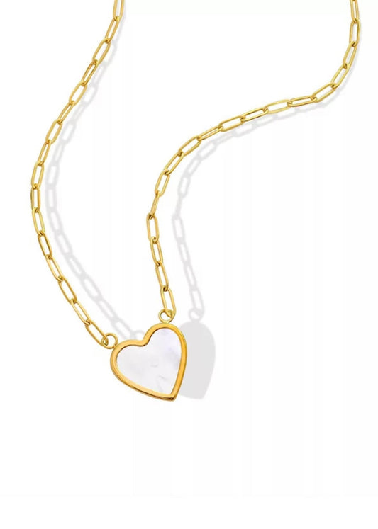 WHITE HEART NECKLACE - Southern Divas Boutique