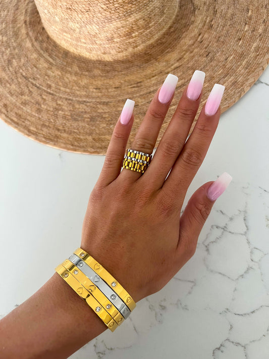 GOLD HEART BANGLE - Southern Divas Boutique