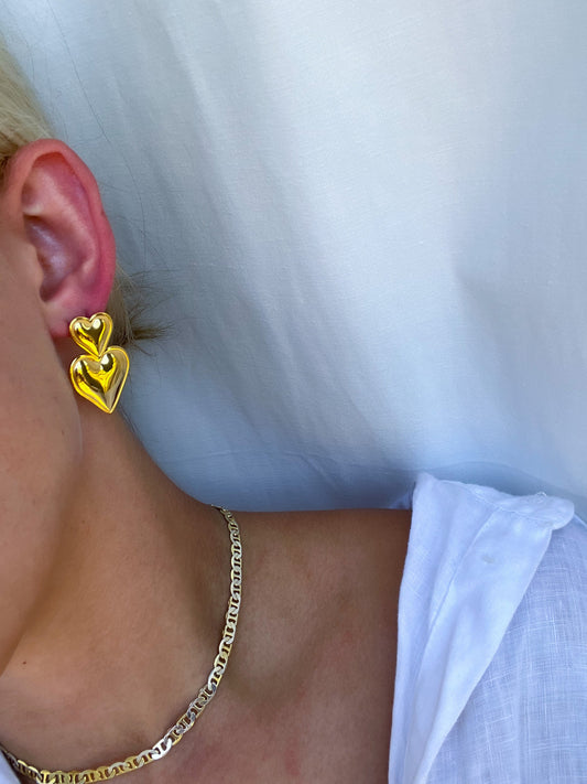 DOUBLE HEART EARRINGS - Southern Divas Boutique