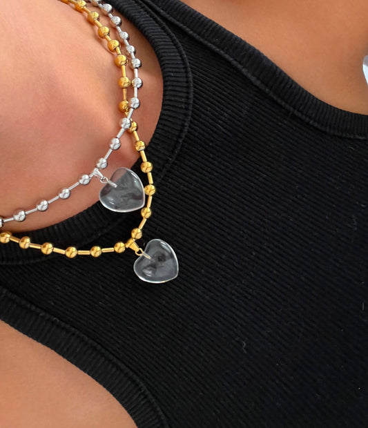 CLEAR HEART NECKLACE - Southern Divas Boutique