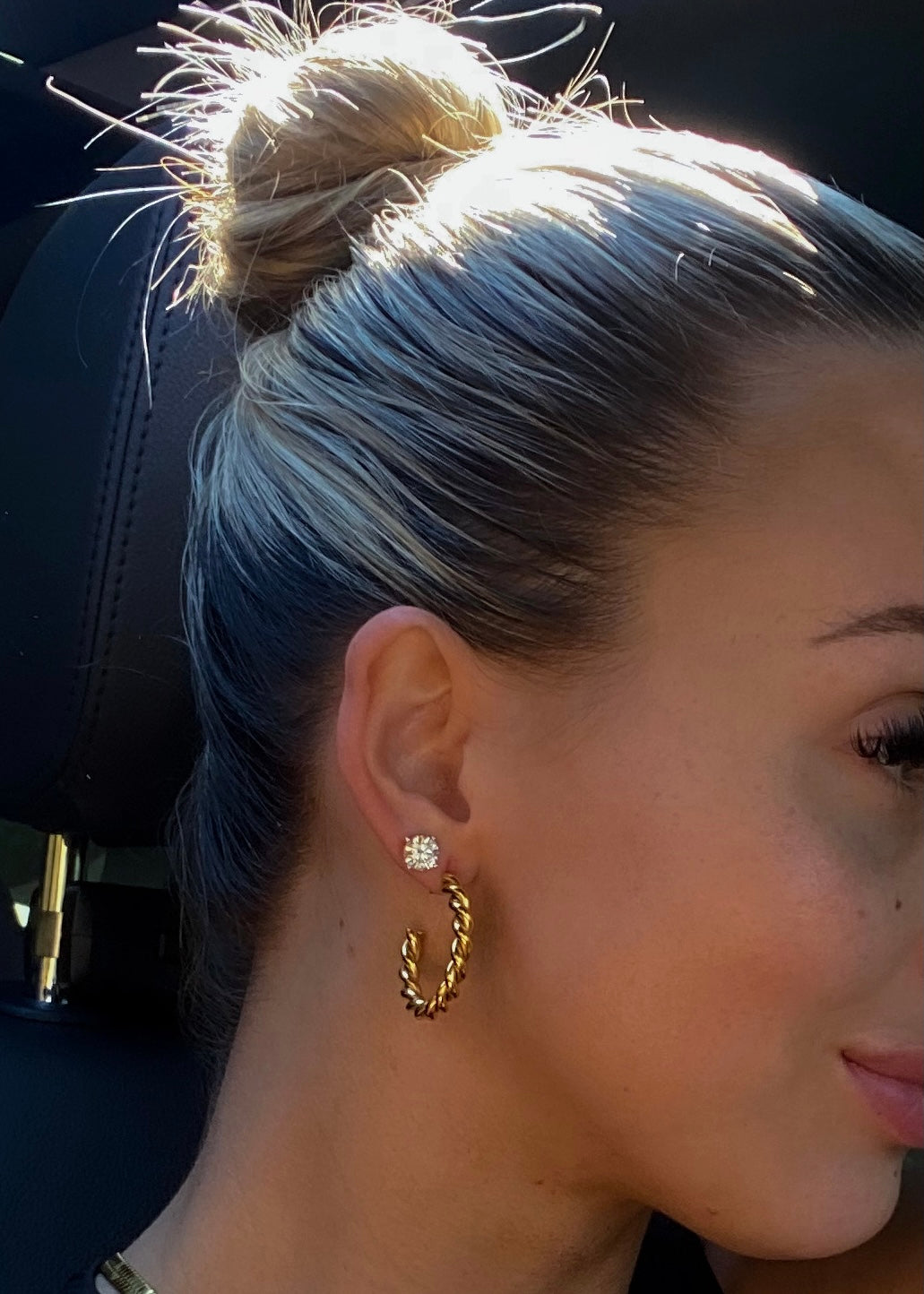 GOLD MEDIUM TWIST HOOPS - Southern Divas Boutique