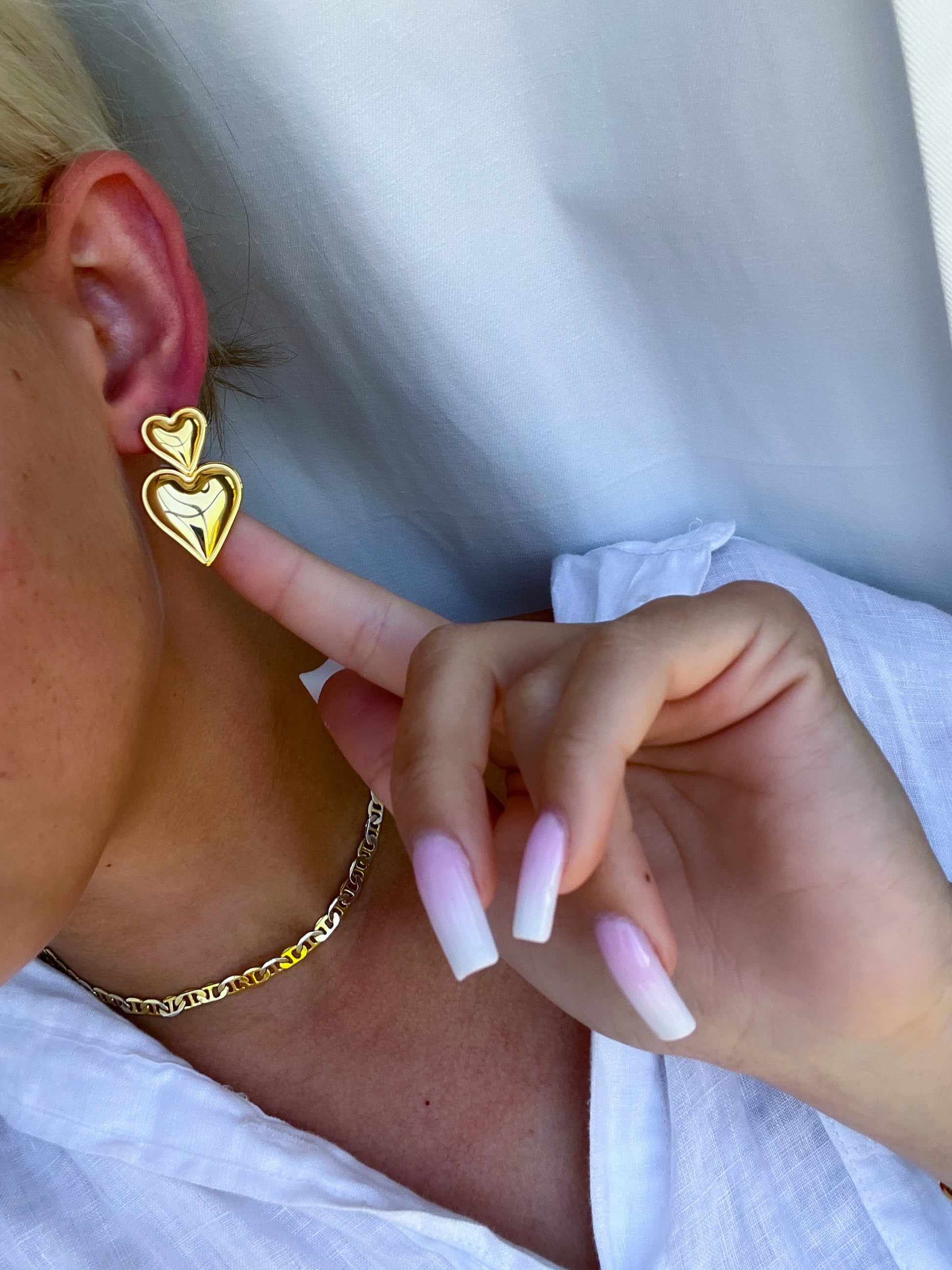 DOUBLE HEART EARRINGS - Southern Divas Boutique