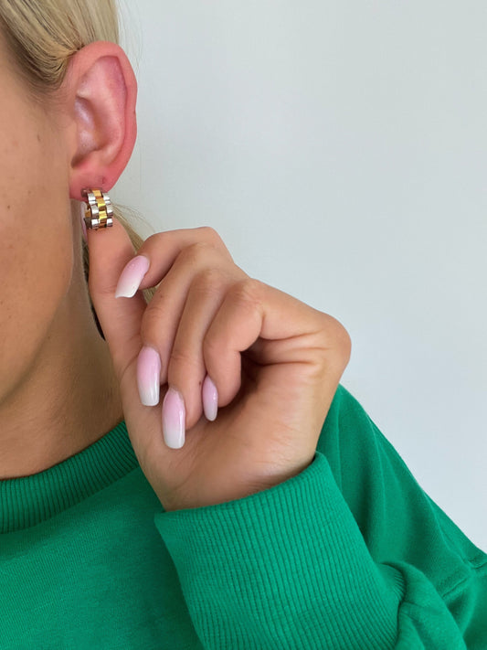 SMALL TWO TONED ROLLY HOOPS - Southern Divas Boutique