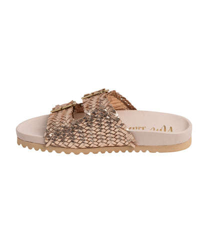 Intertwine Dual Woven Strap Slide in Champagne - Southern Divas Boutique