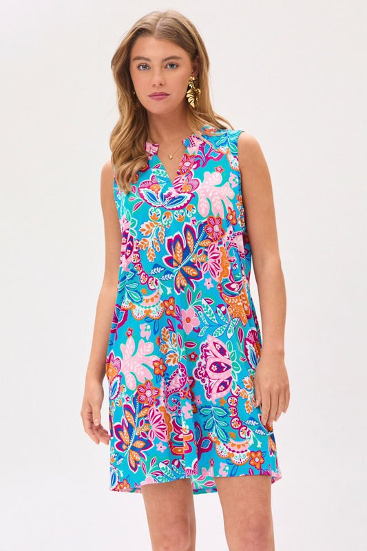 Dear Scarlett Lizzy Tank Dress in Blue - Southern Divas Boutique