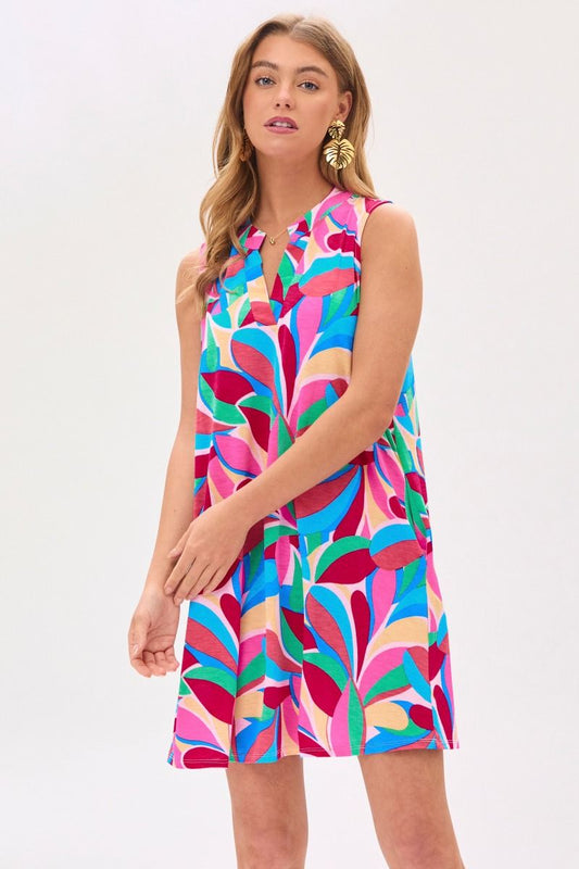 Dear Scarlett Lizzy Tank Dress in RoyalMulti - Southern Divas Boutique