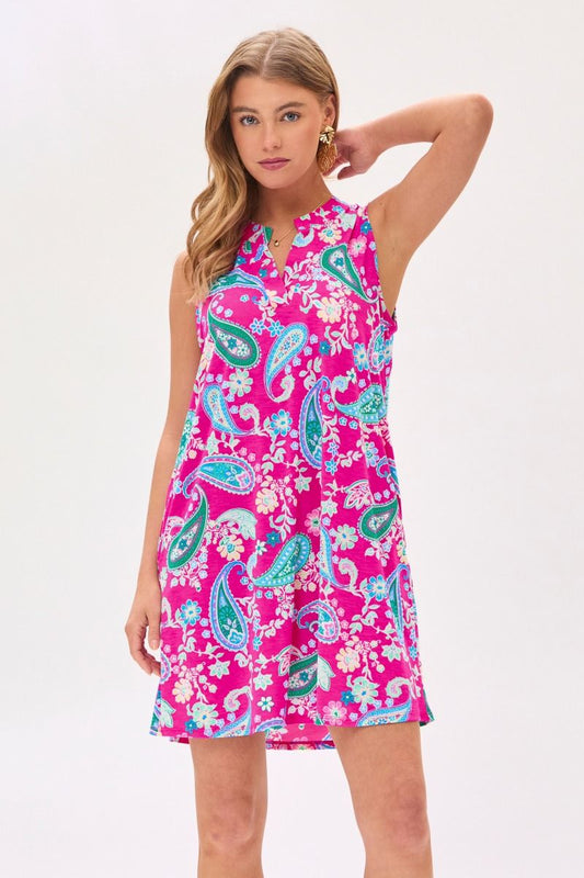 Dear Scarlett Lizzy Tank Dress in Hot Pink - Southern Divas Boutique