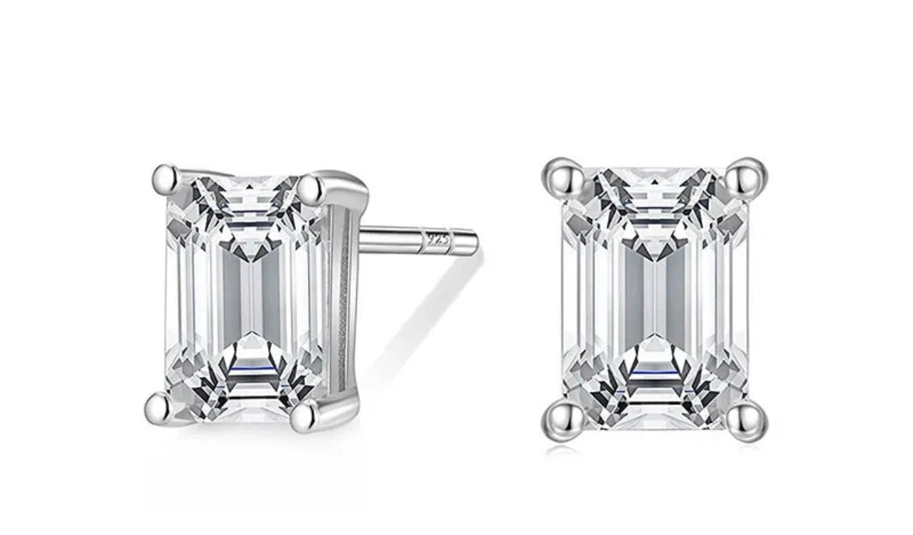 RECTANGLE DIAMOND STUDS - Southern Divas Boutique