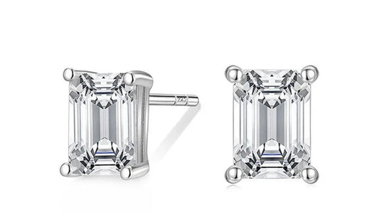 RECTANGLE DIAMOND STUDS - Southern Divas Boutique